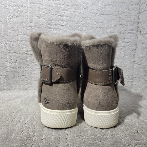 UGG Aika Women's Size 8 US Gray Suede Sheepskin Wool Ankle Boots 1104069 - Picture 6 of 12